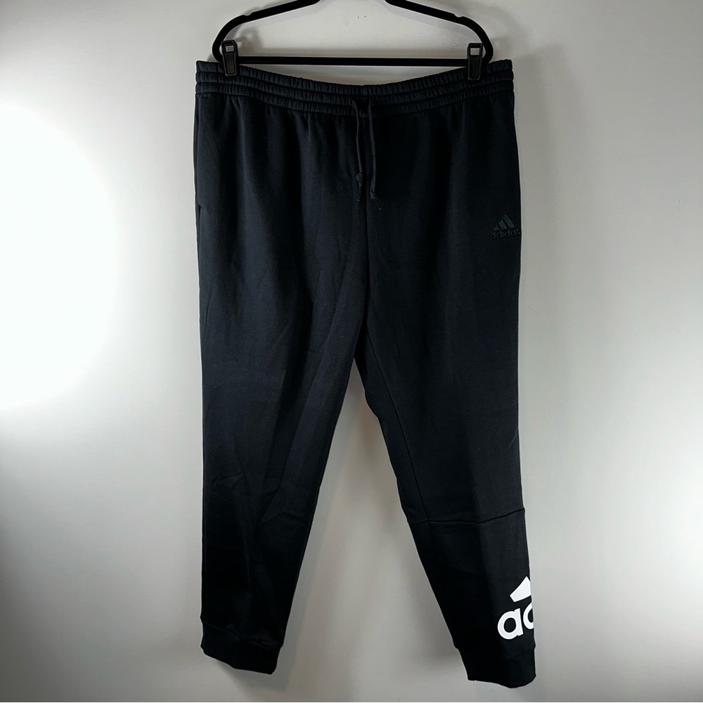 Adidas Logo Tapered Leg Full Length Black Men Sweatpants and Joggers Size XXL